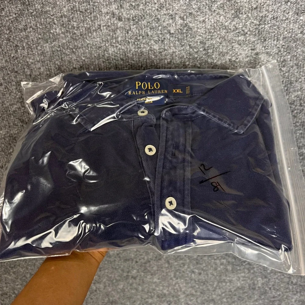 Polo Ralph Lauren Polo Shirt Mens XXL Navy Blue Excellent Featherweight Mesh